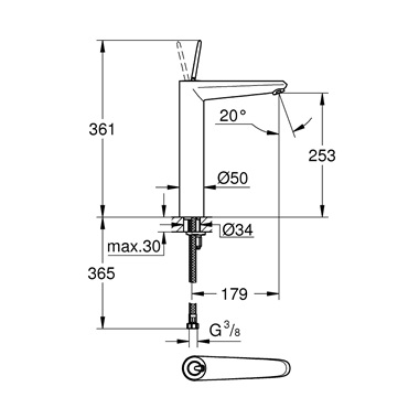 Grohe Eurodisc Joy egykaros mosdócsaptelep 1/2” XL-es méret, króm
