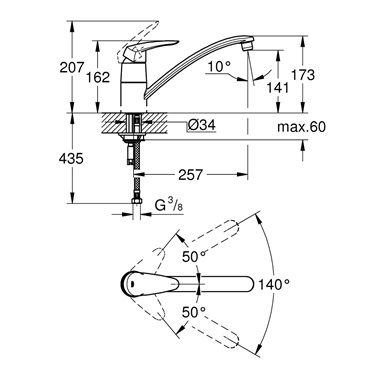 Grohe Eurodisc mosogató csaptelep króm Grohe Eurodisc mosogató csaptelep króm