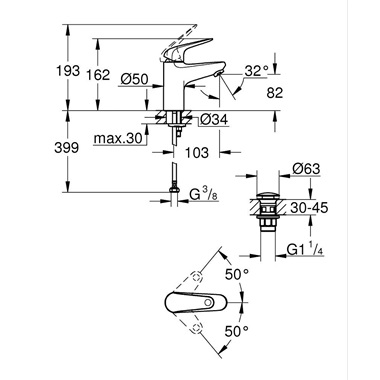 Grohe EuroPro egykaros mosdócsaptelep 1/2" S-es, króm