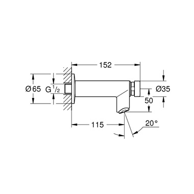 Grohe Eurosmart Cosmopolitan T fali önelzáró hidegvizes mosdócsaptelep, kivitel 1/2"