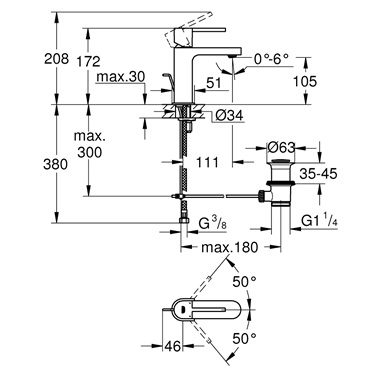 Grohe Pllus egykaros mosdócsaptelep 1/2” S-es méret, króm