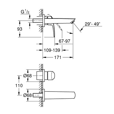 Grohe Eurosmart 2-lyukas mosdócsaptelep S-es méret, króm