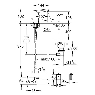 Grohe Eurosmart Cosmopolitan E Infravörös elektronikus mosdócsaptelep króm