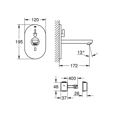 Grohe Eurosmart Cosmopolitan E Bluetooth Infravörös falsík alatti elektronikus mosdócsaptelep 1/2” króm