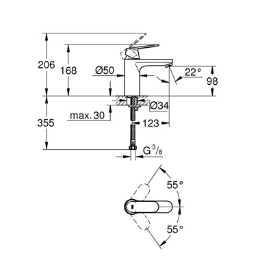 Grohe Eurosmart Cosmopolitan egykaros mosdócsaptelep 1/2" M-es, króm