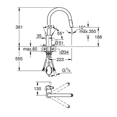 Grohe Eurosmart Cosmopolitan mosogató csaptelep