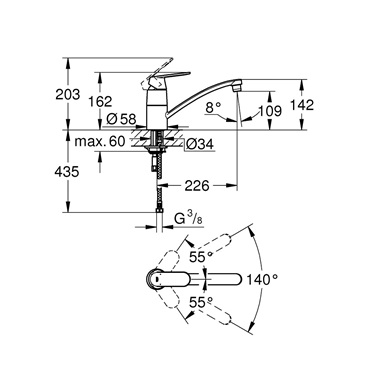 Grohe Eurosmart Cosmopolitan egykaros mosogatócsap 1/2",króm
