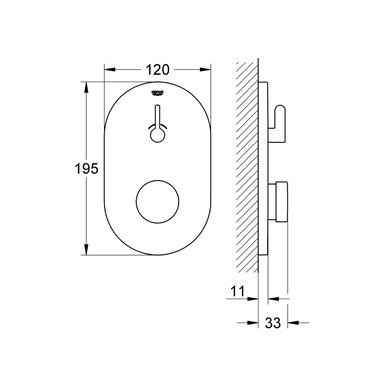 Grohe Eurosmart Cosmopolitan T önelzáró zuhanycsaptelep, keverőszeleppel és állítható hőmérséklet szabályozóval 1/2"