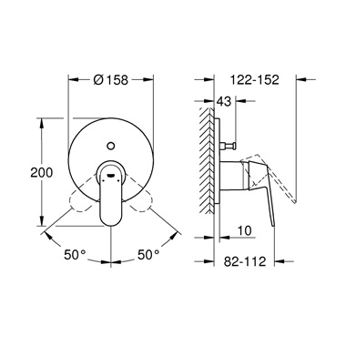 Grohe Eurosmart Cosmopolitan egykaros keverő, 2 utas váltóval, króm