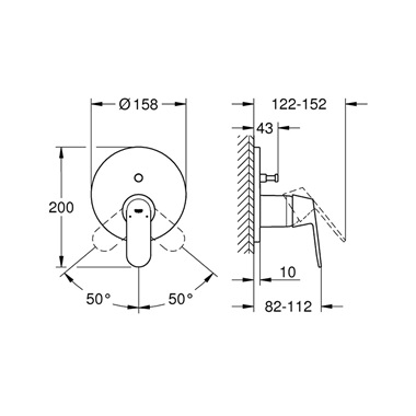 Grohe Eurosmart Cosmopolitan egykaros keverő, 2 utas váltóval, króm