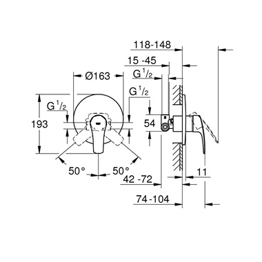 Grohe Eurosmart zuhanycsaptelep 1/2" króm