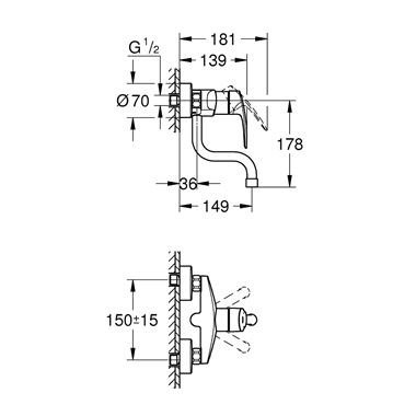 Grohe Eurosmart egykaros mosogatócsaptelep 1/2”, króm