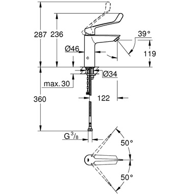 Grohe Eurosmart egykaros mosdócsaptelep 1/2” M-es méret, króm