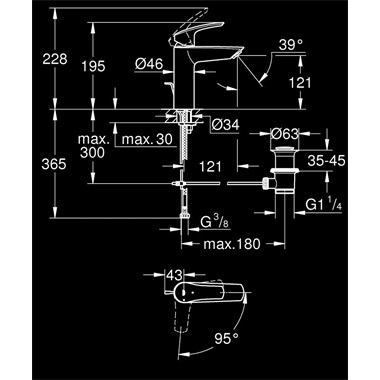 Grohe Eurosmart egykaros mosdócsaptelep 1/2" M-es, króm