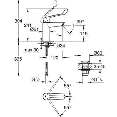 Grohe Eurosmart egykaros mosdócsaptelep 1/2” M-es méret, króm