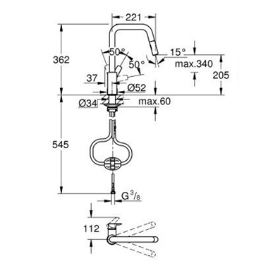 Grohe Eurosmart Egykaros mosogatócsaptelep 1/2”, matt fekete