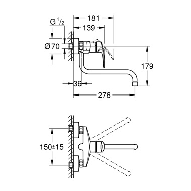 Grohe Eurosmart egykaros mosogatócsaptelep 1/2" króm
