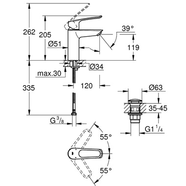 Grohe egykaros mosdócsaptelep 1/2" M-es, króm