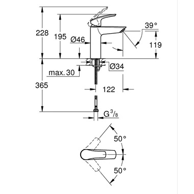 Grohe Eurosmart egykaros mosdócsaptelep 1/2" M-es, króm