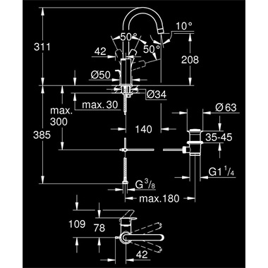 Grohe Eurosmart egykaros mosdócsaptelep 1/2" L-es, króm