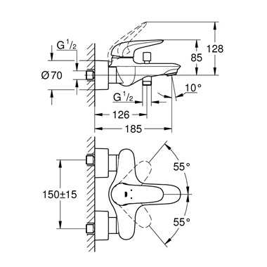 Grohe Eurostyle egykaros kádcsaptelep 1/2", króm