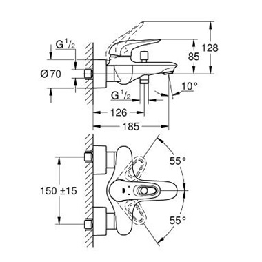 Grohe Eurostyle kád csaptelep egykaros Grohe Eurostyle kád csaptelep egykaros