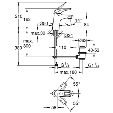 Grohe Eurostyle egykaros mosdócsaptelep 1/2" S-es, króm