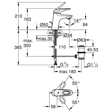 Grohe Eurostyle egykaros mosdócsaptelep 1/2" S-es, fehér, króm