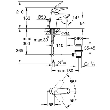 Grohe Eurostyle egykaros mosdócsaptelep 1/2” S-es méret, króm