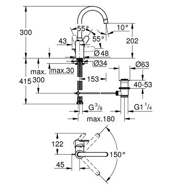Grohe Eurostyle Cosmopolitan egykaros mosdócsaptelep 1/2" L-e, króm 