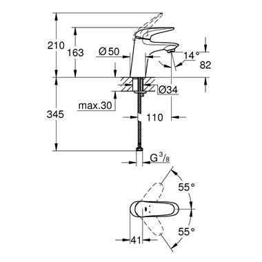 Grohe Eurostyle egykaros mosdócsaptelep 1/2” S-es méret, króm