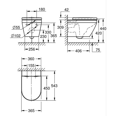 Grohe Euro Ceramic függesztésű WC szett króm