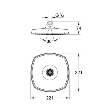 Grohe Grandera fejzuhany 21 cm,1 jet, króm