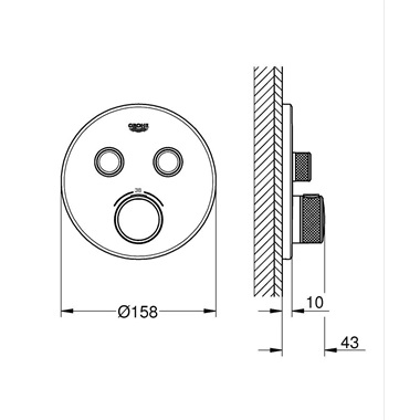 Grohe Grohterm SmartControl falsík mögötti termosztát 2 fogyasztós, Warm Sunset