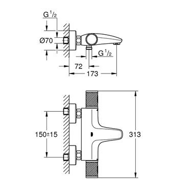 Grohe Grohtherm 1000 Performance termosztátos kádcsaptelep