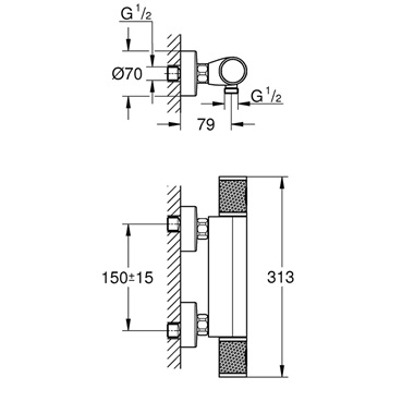 GROHE Grohtherm 1000 Performance termosztátos zuhanycsaptelep