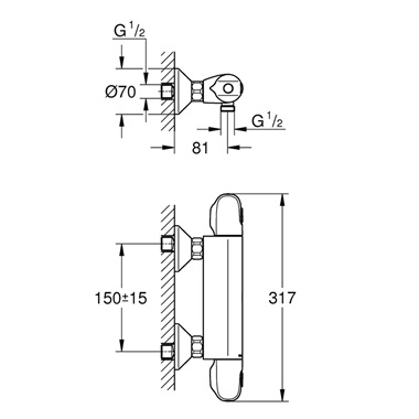 Grohe Grohtherm 1000 termosztátos zuhanycsaptelep Grohe Grohtherm 1000 termosztátos zuhanycsaptelep