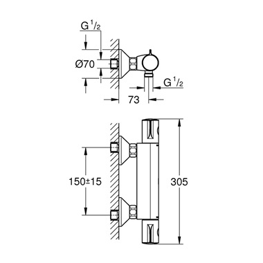 Grohe Grohtherm 800 termosztátos zuhanycsaptelep króm Grohe Grohtherm 800 termosztátos zuhanycsaptelep króm