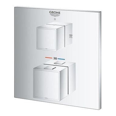 Grohe Grohtherm Cube termosztátos zuhany keverő 2 kimenethez, beépített elzáró, váltó szeleppel