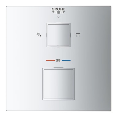 Grohe Grohtherm Cube termosztátos zuhany keverő 2 kimenethez, beépített elzáró, váltó szeleppel