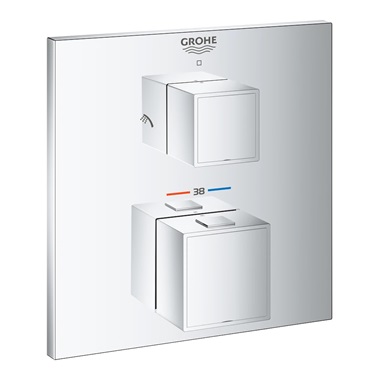 Grohe Grohtherm Cube termosztátos zuhany keverő 2 kimenethez, beépített elzáró, váltó szeleppel