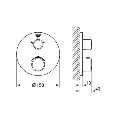 Grohe Grohtherm termoszátos falsík alatti zuhany keverő kerek, 2 funkciós, króm