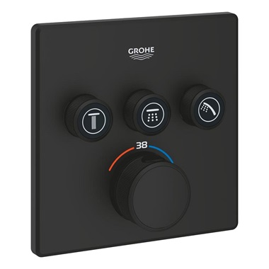 Grohe Grohtherm SmartControl termosztát falsík mögötti telepítéshez, 3 fogyasztóra, Phantom Black