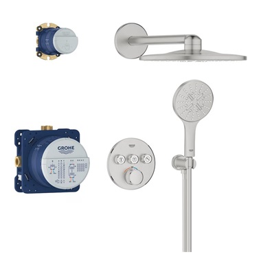 Grohe Grohtherm SmartControl termosztátos zuhanyrendszer Rainshower SmartActive 310 fejzuhannyal, Supersteel