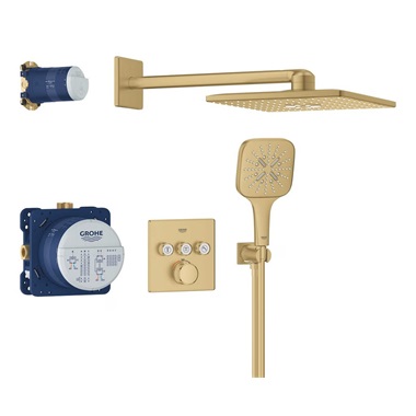 Grohe Grohtherm SmartControl  zuhanyrendszer Rainshower SmartActive 310 Cube fejzuhannyal, Brushed Cool Sunrise