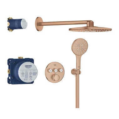 Grohe Grohtherm SmartControl falsík alatti zuhanyrendszer Rainshower SmartActive 310 fejzuhannyal, Brushed Warm Sunset