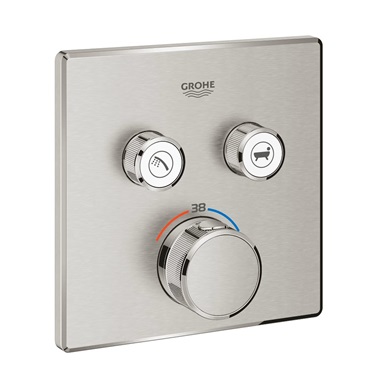 Grohe Grohtherm SmartControl termosztát falsík mögötti telepítéshez, 2 fogyasztóra, matt Supersteel