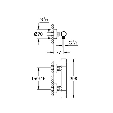 Grohtherm 1000 Cosmopolitan termosztátos zuhanycsaptelep 1/2” M-es, Brushed Hard Graphite