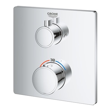 Grohe Grohthermt ermosztátos kád keverő 2 kimenethez, beépített elzáró/váltó szeleppel, króm