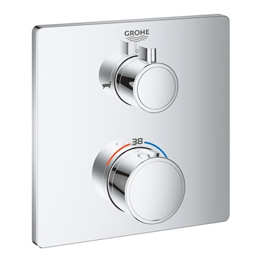 Grohe Grohthermt ermosztátos kád keverő 2 kimenethez, beépített elzáró/váltó szeleppel, króm